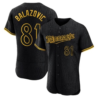 Authentic Jordan Balazovic Men's Minnesota Twins Snake Skin City Jersey - Black